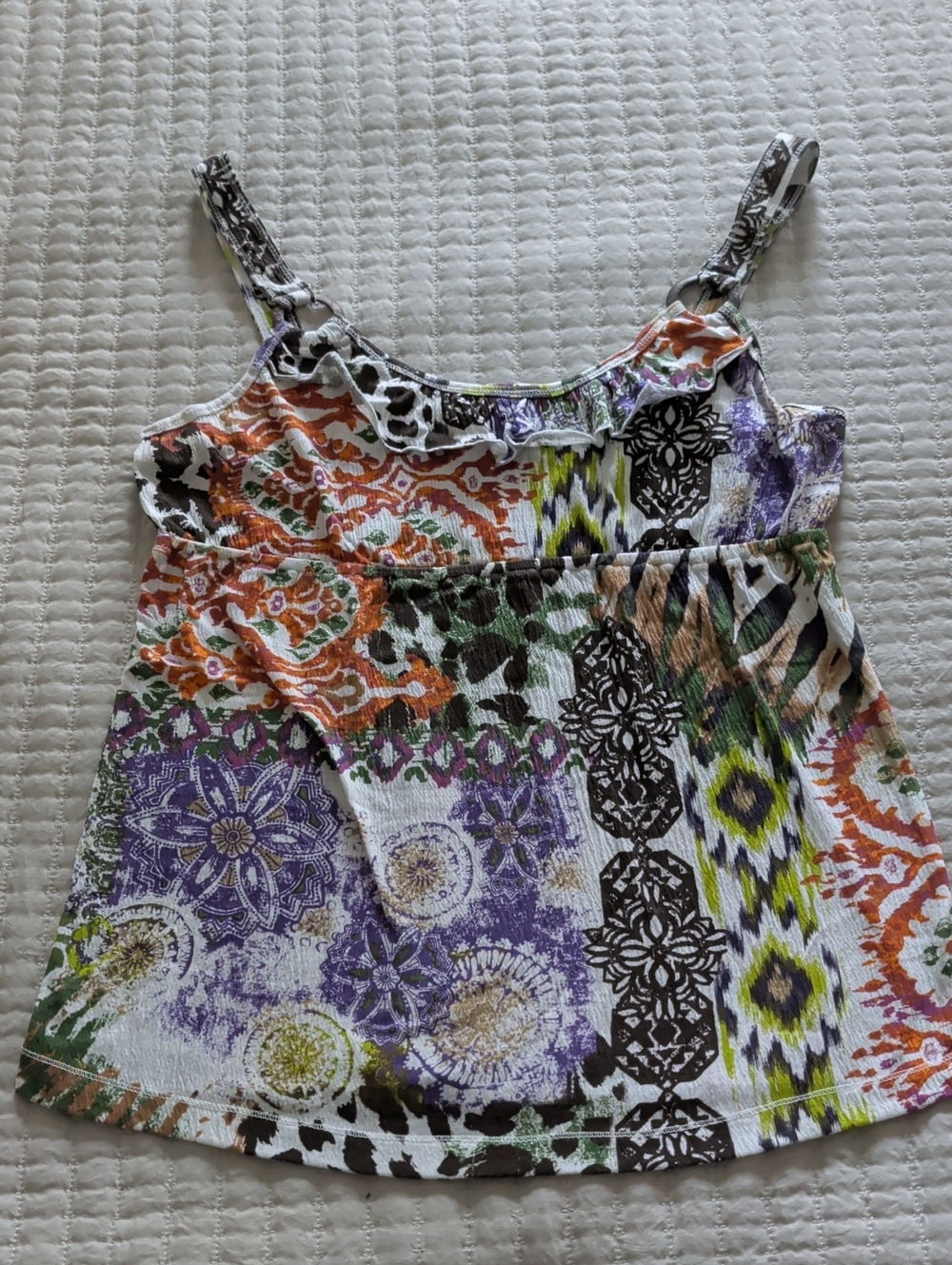Belle Du Jour Multi-Color Boho Ruffle Camisole